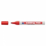 Marker permanent Edding 750, cu vopsea, corp metalic, varf rotund, 2-2-4 mm, rosu