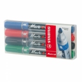 Marker permanent Stabilo Mark-4-All, corp plastic, varf rotund, 1.5-2.5 mm, 4 bucati/set ( negru, rosu, albastru, verde)