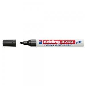 Marker permanent Edding 8750, cu vopsea, corp aluminiu, varf rotund, 2-4 mm, negru