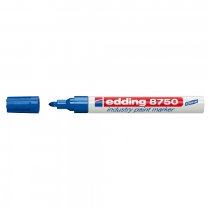 Marker permanent Edding 8750, cu vopsea, corp aluminiu, varf rotund, 2-4 mm, albastru
