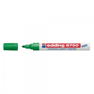 Marker permanent Edding 8750, cu vopsea, corp aluminiu, varf rotund, 2-4 mm, verde