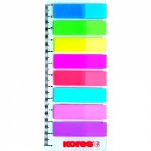 Index Kores, autoadeziv, plastic,  12 x 45 mm, 8 culori x 25 file/culoare