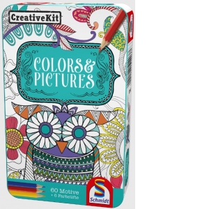 Creative Kit - 60 de motive de colorat + 6 creioane colorate