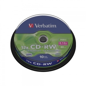 CD-RW Verbatim, 12x, 700 MB, 10 bucati/spindle