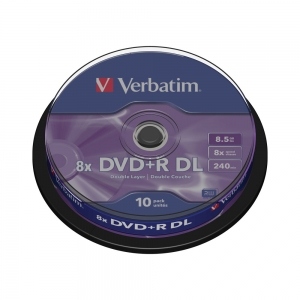DVD+R double layer Verbatim, 8x, 8.5 GB, 10 bucati/spindle