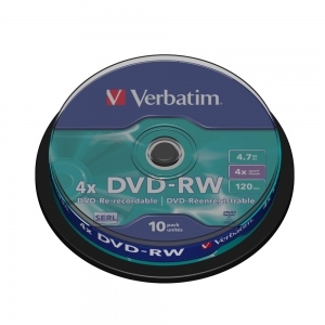 DVD-RW Verbatim, 4x, 4.7 GB, 10 bucati/spindle