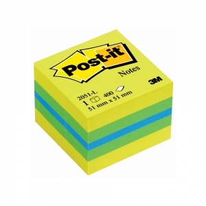 Minicub notite adezive Post-it, 51 x 51 mm, 400 file, galben/verde