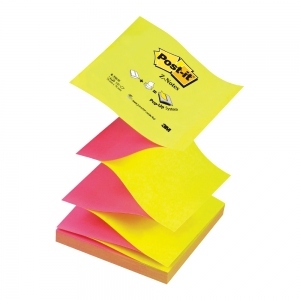 Notite adezive Post-It Z-Notes, 76 x 76 mm, 100 file, roz/galben neon