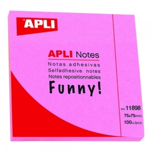 Notite adezive Apli, 75 x 75 mm, 100 file, roz