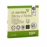Notite adezive A-Series Z-notes, 75 x 75mm, 100 file, galben, Z-notes