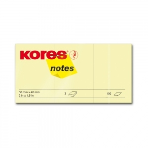 Notite adezive Kores, 40 x 50 mm, 300 file, galben