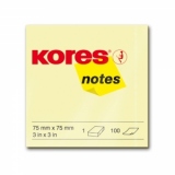 Notite adezive Kores, 75 x 75 mm, 100 file, galben