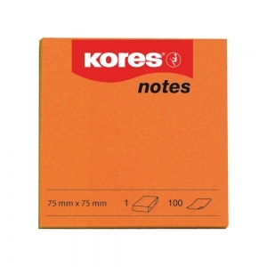 Notite adezive Kores, 75 x 75 mm, 100 file, portocaliu