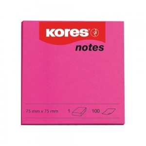 Notite adezive Kores, 75 x 75 mm, 100 file, magenta