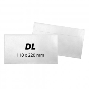 Plic DL, 110 x 220 mm, alb, gumat, 70 g/mp, 25 buc/set