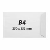 Plic B4, 250 x 353 mm, alb, banda silicon, 100 g/mp, 250 bucati/cutie