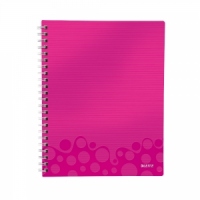 Caiet Leitz WOW, A4, matematica, 80 file, roz metalizat