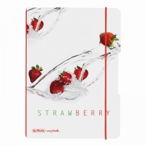 Caiet My.Book Flex A5 2x40f 70gr dictando+patratele, coperta Fresh Fruit Capsuni, elastic rosu
