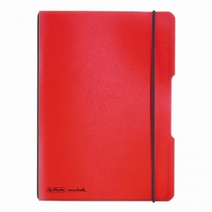 Caiet My.Book Flex A5 2x40f 70gr dictando+patratele, coperta rosu transparent, elastic negru