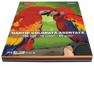 Hartie Colorata Hr801 A4 100 Coli 10 Culori Daco 80g/mp