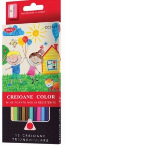 Creion color 12 culori Daco triunghiular CC312T