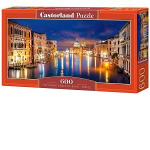 Puzzle Panoramic 600 piese Marele Canal Noaptrea, Venetia 60245