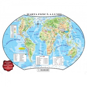 Harta fizica a lumii pliata