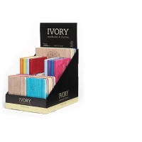 Display echipat Ivory Nature.  Echipare: 11 buc bloc notesuri dimensiunea 13 x 21 cm ; 22 buc bloc notesuri dimensiunea 9 x 14 cm