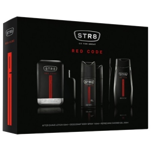 Set STR8 Red Code: Lotiune dupa ras, 50 ml + Deodorant spray, 150 ml + Gel de dus, 250 ml