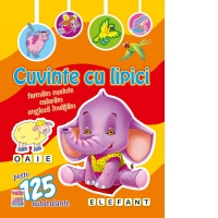 Cuvinte cu lipici - formam cuvinte, coloram, engleza invatam (elefant) (peste 125 de autocolante)