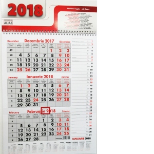 Calendar de perete 2018 -  Sarbatori legale si zile libere
