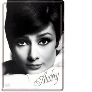Carte postala metalica Audrey Hepburn portret