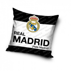 Fata de perna Real Madrid, 40x40 cm, alb-negru