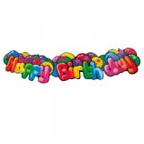Ghirlanda carton Happy Birthday, lungime 1,3 m, diverse culori