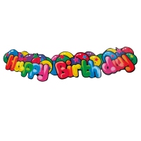 Ghirlanda carton Happy Birthday, lungime 1,3 m, diverse culori