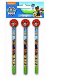 Set 3 creioane cu radiera Paw Patrol