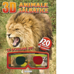 3D Animale salbatice. Carte cu abtibilduri! (contine ochelari 3D)