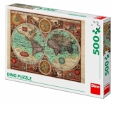 Puzzle - Harta lumii din 1626 (500 piese)
