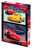 Puzzle 2 in 1 - Cars 3: Cursa cea mare (2 x 77 piese)