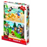 Puzzle 2 in 1 - Mickey campionul (2 x 77 piese)