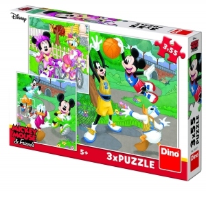 Puzzle 3 in 1 - Mickey si Minnie sportivii (55 piese)