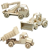 Puzzle 3D lemn - Set 3 masini constructii