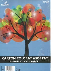 Carton colorat asortat 250 coli 10 culori