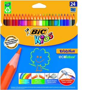 Creioane colorate 24 culori Evolution Bic