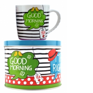 Set ceai: Cana + Cutie metalica "Good morning" 300ml