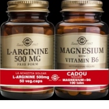 Pachet L-arginine 500mg 50cps + Magnesium cu B6 100 tablete  GRATIS