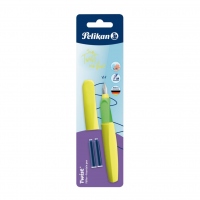Stilou Twist galben neon, penita M, grip ergonomic, 2 patroane, blister