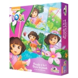 Puzzle 4 in 1 Dora exploratoarea - Dora la joaca - 12, 24, 42, 56 piese