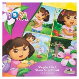 Puzzle 4 in 1 Dora Exploratoarea - Dora in gradina (6,9,15,20 piese)
