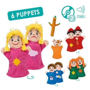 Set de 6 marionete cu doua fete + CD Audio MP3